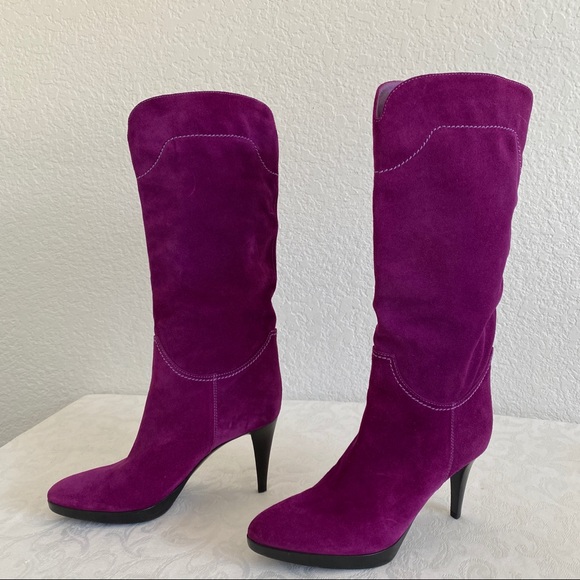 Sergio Rossi purple suede leather boots - Picture 2 of 9